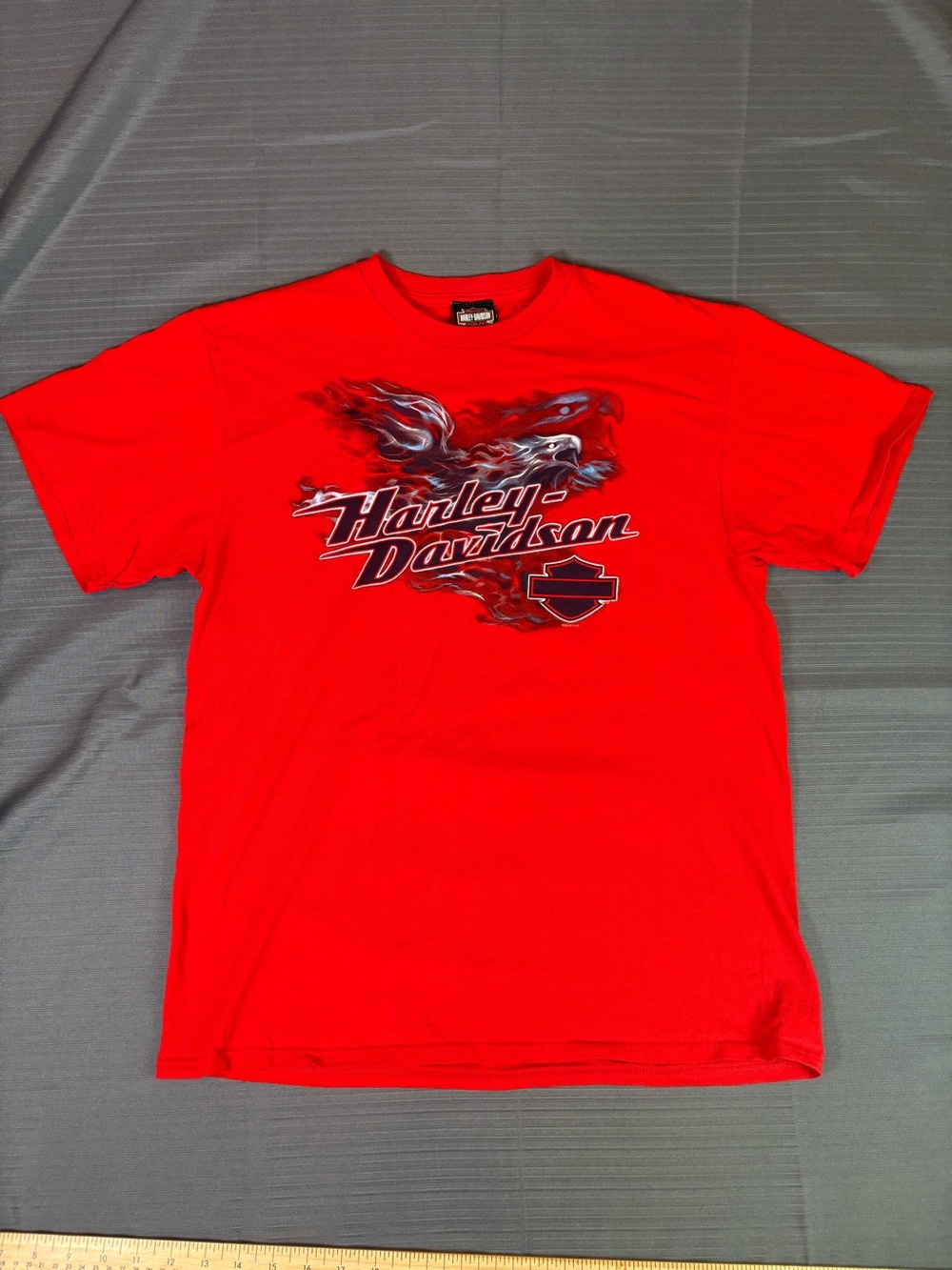 Harley-Davidson Edmonton Alberta Canada Dealer T-Shirt Eagle Skull Red Men’s L L